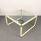 Italian Brass and Cream Enameled Metal Square Coffee Table by Tommaso Barbi, 1970s, Image 3