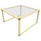 Italian Brass and Cream Enameled Metal Square Coffee Table by Tommaso Barbi, 1970s 1