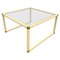 Italian Brass and Cream Enameled Metal Square Coffee Table by Tommaso Barbi, 1970s, Image 1