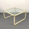 Italian Brass and Cream Enameled Metal Square Coffee Table by Tommaso Barbi, 1970s 2