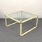 Italian Brass and Cream Enameled Metal Square Coffee Table by Tommaso Barbi, 1970s, Image 2