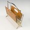 Mid-Century French Brass and Chestnut Wood Magazine Rack by Maison Baguès, 1950s 8