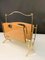 Mid-Century French Brass and Chestnut Wood Magazine Rack by Maison Baguès, 1950s 2