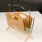 Mid-Century French Brass and Chestnut Wood Magazine Rack by Maison Baguès, 1950s 6
