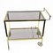 Italian Gold-Plated Smoked Glass Brass Bar Cart on Two Levels, 1970s 2
