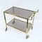 Italian Gold-Plated Smoked Glass Brass Bar Cart on Two Levels, 1970s, Image 4