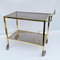 Italian Gold-Plated Smoked Glass Brass Bar Cart on Two Levels, 1970s 5