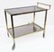 Italian Gold-Plated Smoked Glass Brass Bar Cart on Two Levels, 1970s, Image 7
