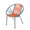 Silla italiana de metal y silla infantil de plástico en rojo y azul, años 50, Imagen 3