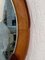 Italian Round Teak Framed Wall Mirror with Leather, 1960s 4