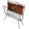 Enameled Iron and Painted Wood Magazine Rack, 1950s 1