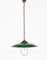 Lámpara colgante industrial de metal esmaltado en verde, años 50, Imagen 2
