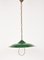Industrial Green Glazed Metal Pendant, Italy, 1950s 5