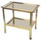 Mid-Century Italian Brass and Chrome Bar Cart with Glass Shelves, 1970s, Image 1