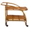 Mid-Century Italian Bamboo & Rattan Serving Bar Cart Trolley, 1950s 1