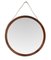 Swedish Wood & Leather Wall Mirror by Uno & Östen Kristiansson for Luxus, 1960s 2