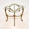 Antique French Brass & Glass Coffee Side Table, Image 3