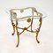 Table d'Appoint Antique en Laiton et Verre, France 1