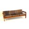 Vintage 3-Sitzer Sofa aus Teak mit Lederbezug, 1960er 1