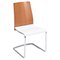 White Leather & Wood Swing Cantilever Dining Chairs from Calligaris 1