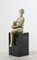 Art Deco Statue of a Woman, White Ceramic with Black Painted Wooden Base 3