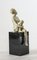 Art Deco Statue of a Woman, White Ceramic with Black Painted Wooden Base 5