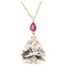 Ruby, Diamond, Morganite & 18 Karat Yellow Gold Necklace from Baume 1