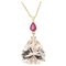 Ruby, Diamond, Morganite & 18 Karat Yellow Gold Necklace from Baume, Image 1