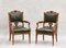Art Nouveau Leather Armchairs, Set of 2 1