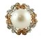 Rose Cut Diamonds, White Pearl, Rose and White Gold Flower Theme Cluster Ring, Image 1