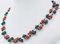 Corail, Onyx, Diamants, Agate Verte, Collier en Or Blanc 9 Carats 2