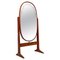 Mid-Century Italian Free-Standing Full Length Oval Wood Floor Mirror, 1950s 1