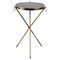 Mid-Century Round Italian Brass and Glass Side Table with Tripod Structure, 1950s 1