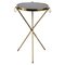 Mid-Century Round Italian Brass and Glass Side Table with Tripod Structure, 1950s, Image 1