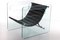 Black Leather & Glass Chair by Giovanni Tommaso Garattoni, Italy 1