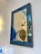 Italienischer Spiegel mit blauem Messingrahmen von Cristal Art, 1960er 9