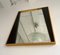 Espejo italiano geométrico de madera y latón, años 70, Imagen 2