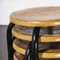 French Black Stacking School Stools with Kick Legs, 1960s, Set of 5 2
