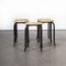French Black Stacking School Stools with Kick Legs, 1960s, Set of 5 4