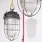 Industrial Caged Hanging Lamp with Original Glass, 1960s 8