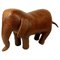 Vintage Brown Leather Elephant Footstool by Dimitri Omersa for Abercrombie & Fitch, Image 1