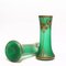 Vases Style Art Nouveau en Verre Vert, Set de 2 2
