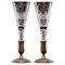 Verres de Mariage Antiques en Cristal sur Tige en Bronze, Set de 2 1