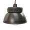 Vintage Industrial Black Gray Enamel & Cast Iron Pendant Light 3