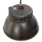 Vintage Industrial Black Gray Enamel & Cast Iron Pendant Light, Image 4
