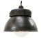 Vintage Industrial Black Gray Enamel & Cast Iron Pendant Light, Image 1