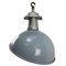 Vintage British Industrial Gray Enamel Pendant Lights, Image 3
