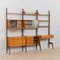 Free Standing Teak 3-Bay Ergo Wall Unit with Desk, 4 Cabinets and 5 Shelves 8