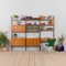 Free Standing Teak 3-Bay Ergo Wall Unit with Desk, 4 Cabinets and 5 Shelves 4