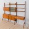 Free Standing Teak 3-Bay Ergo Wall Unit with Desk, 4 Cabinets and 5 Shelves 9